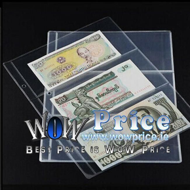 10Pcs Note Banknotes Currency 3-Pocket Holder Page