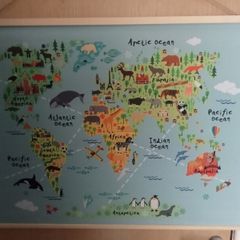 New World Animal Map Canvas Poster