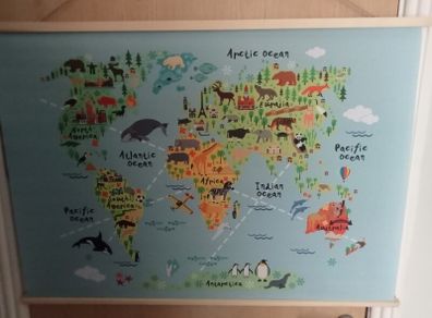 New World Animal Map Canvas Poster