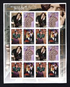 2000 Ireland Death Centenary of Oscar Wilde Commemorative Stamp Sheetlet Fine Used with Dublin CDS cancel of 22nd May 2000 (Frist day of issued) on envelope extract.