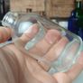 481 - Set of 3 Vintage Clear Glass Cork Top Collectible Decorative Injection Bottles Image 2
