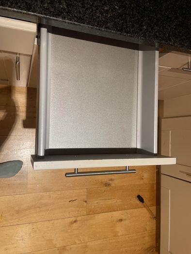Entire kitchen Quartz work top solid wooden shaker style doors