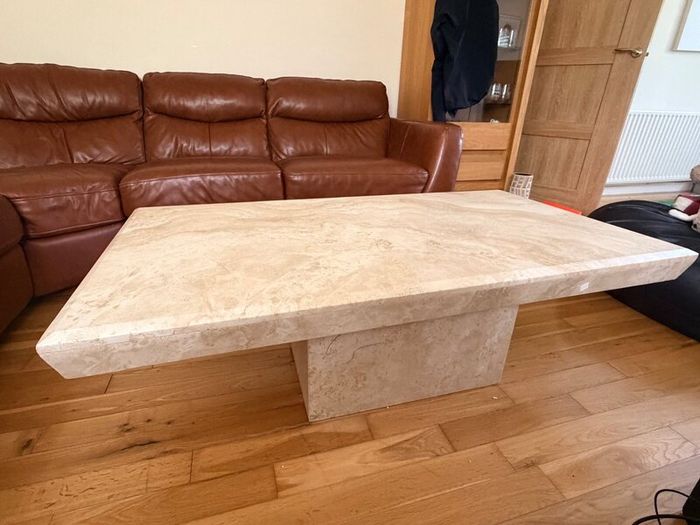 Cream stone rectangular coffee table