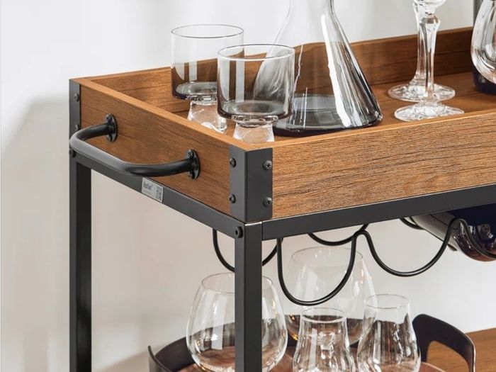 drinks bar trolley with removable tray