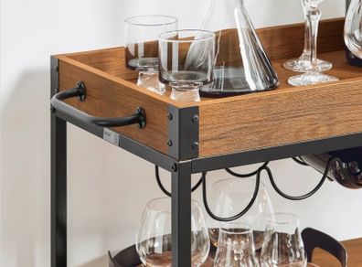 drinks bar trolley with removable tray