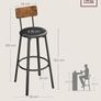 Set of 2 Bar Stools Industrial Design Easy Assembly Image 4