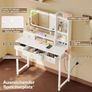 Dressing Table with Adjustable LED Mirror, Toilet Table with 4 Fabric Drawers, Dressing Table with Built-in USB Port, White Makeup Table 100 x 40 x 140 cm Image 6