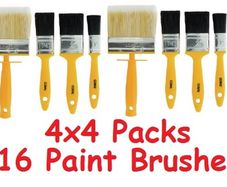 FOUR PACKS of Coral Essentials Paint Brushes (4 Brushes per set) Brand New & Unopened