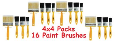 FOUR PACKS of Coral Essentials Paint Brushes (4 Brushes per set) Brand New & Unopened