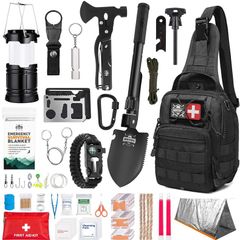 Survival Kit, First Aid, 214 Pcs, Emergency Gear and Supplies, Bug Out Go Bag, EDC, Molle System Backpack, Hiking, Camping, Outdoor Accessories, Gifts for Men