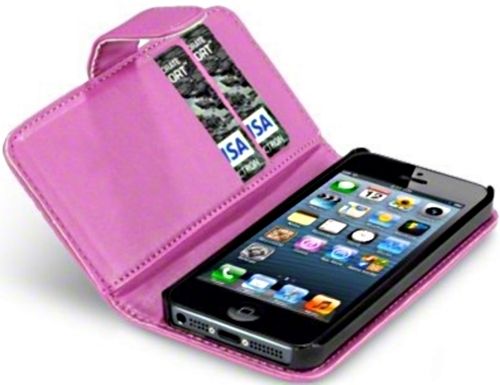 iPhone 5 & 5S Wallet Case Cover in Black / Pink / Red
