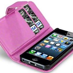 iPhone 5 & 5S Wallet Case Cover in Black / Pink / Red