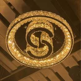 Round crystal L.E.D. Mirrored Chandelier 3 colour change 500mm round