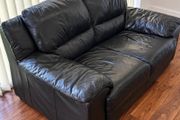 Black Faux Leather 2-Seater Sofa