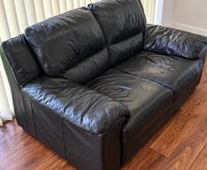 Black Faux Leather 2-Seater Sofa