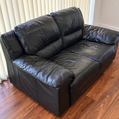 Black Faux Leather 2-Seater Sofa