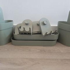 Bathroom adhesive shelves, hooks and containers