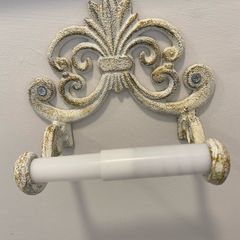 Vintage style mirror, towel and toilet roll holder