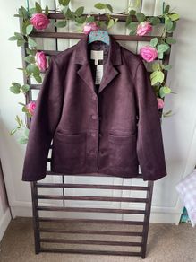 Bnwt Burgundy H&M suede effect jacket size xsmall