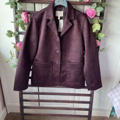 Bnwt Burgundy H&M suede effect jacket size xsmall