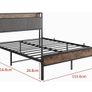 King Size Bed Frame with Storage Wooden Headboard,5ft Metal Upholstered Platform Bed Frame King Size Bed Base,Mattress Base/Sturdy Steel Slat Support/Under-bed Storage/Noise Free Image 9