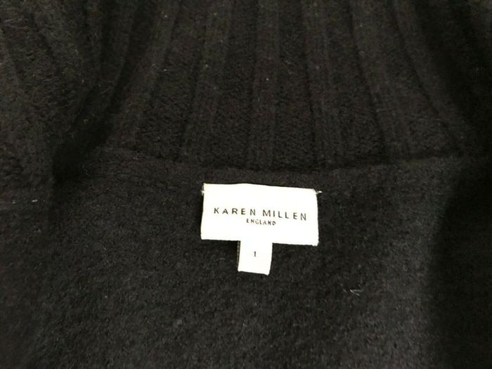 KAREN MILLEN Black Cardigan For Everyday Wear 100% Wool Size 1 UK 8-10
