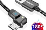 USLION 2M Micro USB QC 3.0-2.0 3A 180 Rotate+LED Cable Fast Charging &amp; Data Sync Nylon Braided Cable (Brand New/Warranty)
