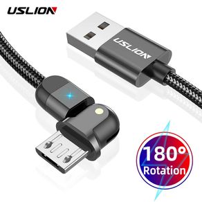 USLION 2M Micro USB QC 3.0-2.0 3A 180 Rotate+LED Cable Fast Charging & Data Sync Nylon Braided Cable (Brand New/Warranty)