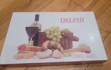 Delphi Pottery Co.Mayo Vintage Serving Dish with Wooden Insert & 6 Serving Forks