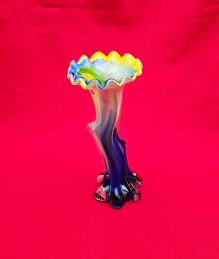 Murano Style Blown Glass . Art Glass  Vase Bent Tree Trunk-Flower