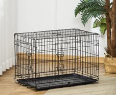 Dog Cage, Transport Cage, Wire Cage, Removable Bottom Pan, Black