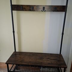 hall stand. coat rack with bench