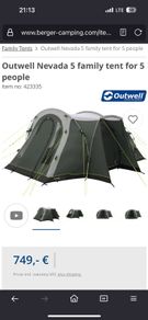 Outwell Nevada 5 family tent for 5 people