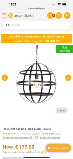 Black Industrial style Pendant light x2