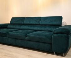 Large Modern 3 seater Sofa Bed - Velvet Dark Green