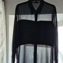 ZARA Black Sheer Long Sleeve Button Down Blouse Image 2