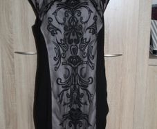 Coast black embroidered below the knee dress size UK14/16 EU42/44 Perfect condition Postage included