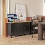 Sideboard storage cabinet with 3 doors, 2 adjustable shelves, light wood-effect top 120 x 40 x 70 cm black Image 3