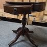 Classic Vintage Round Drum Table with Drawer and Castors Image 3