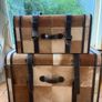 Matching Pair of Cowhide & Leather Storage Trunks Image 2
