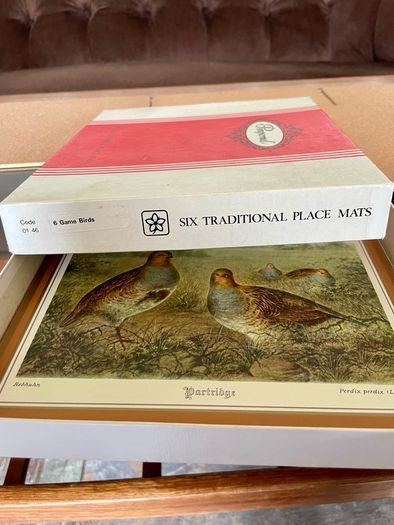 Six Traditional 20th Century Placemats by Pimpernel Gamebirds