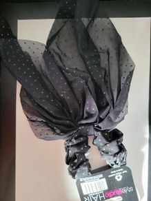 Black hair scrunchie with bow tie NEW