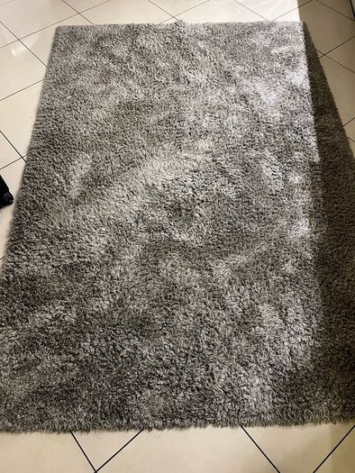 grey IKEA high-pile (shag) rug