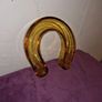 Vintage amber glass horseshoe posy vase Image 7