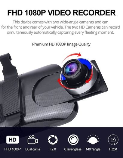New Cam Wifi Dual Lens Video Recorder Dash Camera Dvr Rearview Mirror 4G GPS Navigation