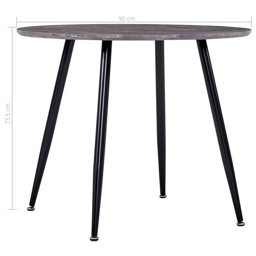 Dining Table Concrete and Black 90x73.5 cm MDF