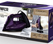 Tower T22008 CeraGlide Cordless Steam Iron with Ceramic Soleplate and Variable Steam Function, Purple