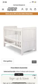 Mamas and Papas cot bed, mattress and drawers