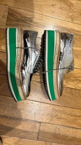 Prada Silver Metallic Platform Oxford shoes