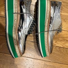 Prada Silver Metallic Platform Oxford shoes